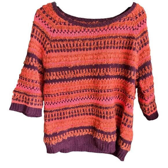 LOFT Harvest Pumpkin wool mohair blend short sleeve boxy old money sweater sz S - Picture 1 of 5